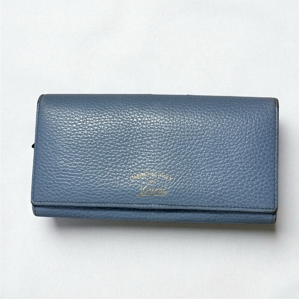 GUCCI Baby Blue Swing Long Bifold Wallet